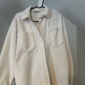 Women's White Sherpa Jacket